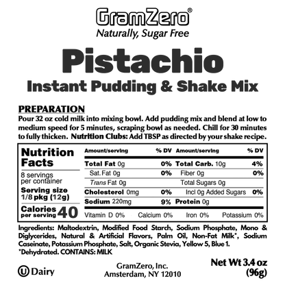 Pistachio Gramzero Sugar Free Pudding Mix Without Aspartame Ingredients and Nutrition