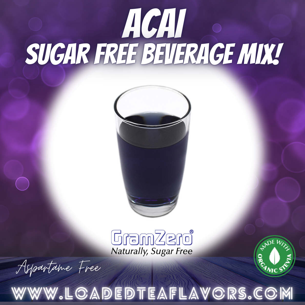 Acai Sugar Free Beverage Mix Loaded Tea Flavoring Aspartame Free Drink GramZero