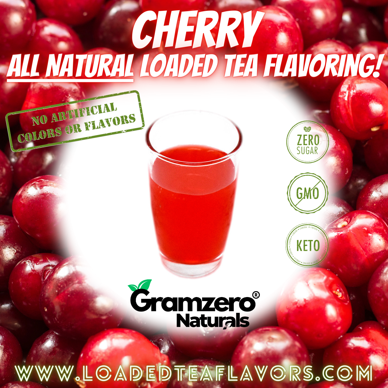 CHERRY All Natural Sugar Free Beverage Mix 🍒 Aspartame Free Drink Mixes With Natural Flavors and Colors to Flavor Loaded Teas 🥤