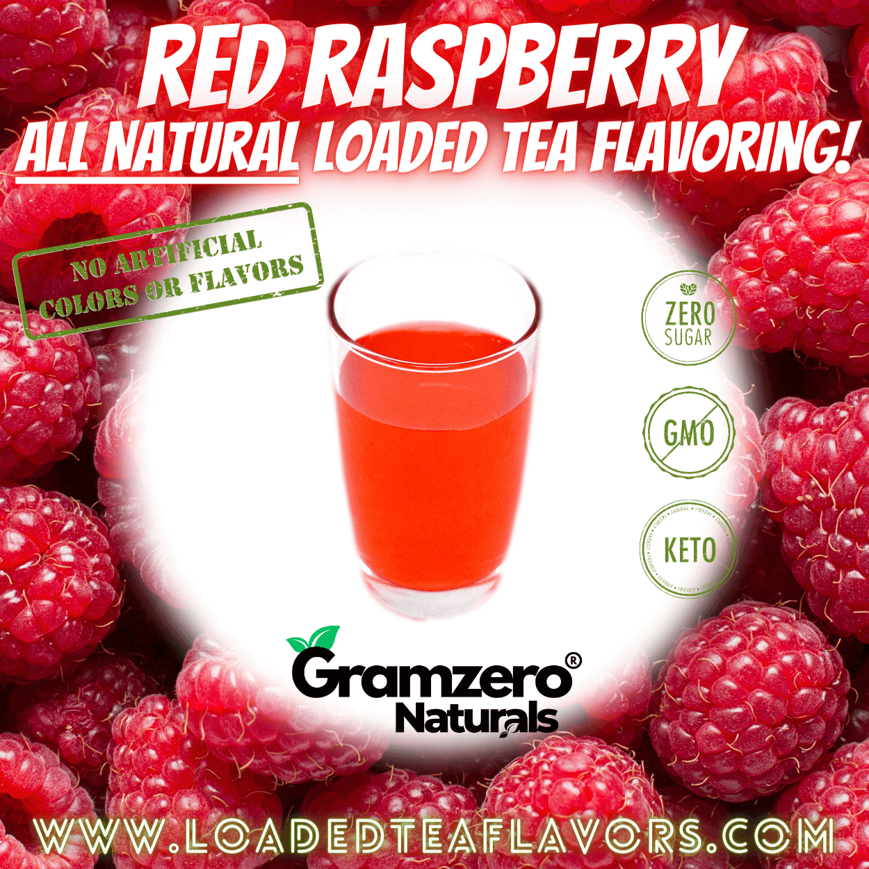 RED RASPBERRY All Natural Sugar Free Beverage Mix ❤️ Aspartame Free Drink Mixes With Natural Flavors and Colors to Flavor Loaded Teas 🥤