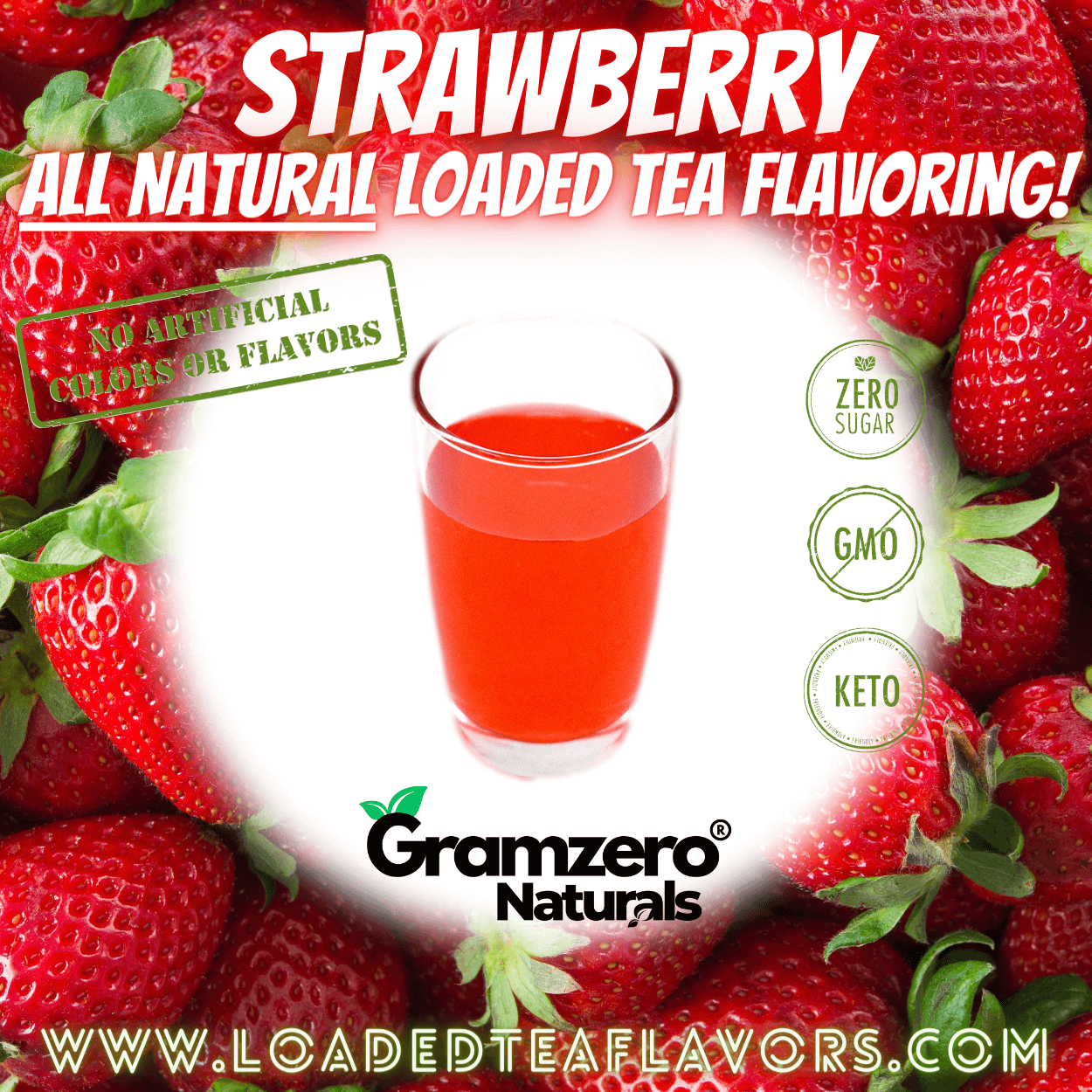 STRAWBERRY All Natural Sugar Free Beverage Mix 🍓 Aspartame Free Drink Mixes With Natural Flavors and Colors to Flavor Loaded Teas 🥤