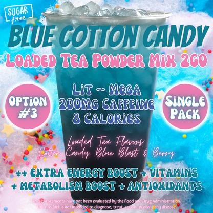 Blue Cotton Candy: Loaded Tea Powder Mix 2GO Packets