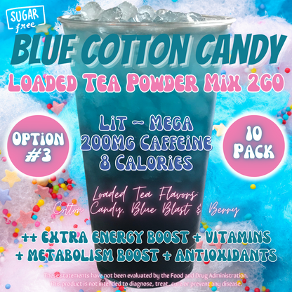 Blue Cotton Candy: Loaded Tea Powder Mix 2GO Packets