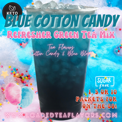 Blue Cotton Candy: Refresher Green Tea Keto Beverage Powder 2GO Packets