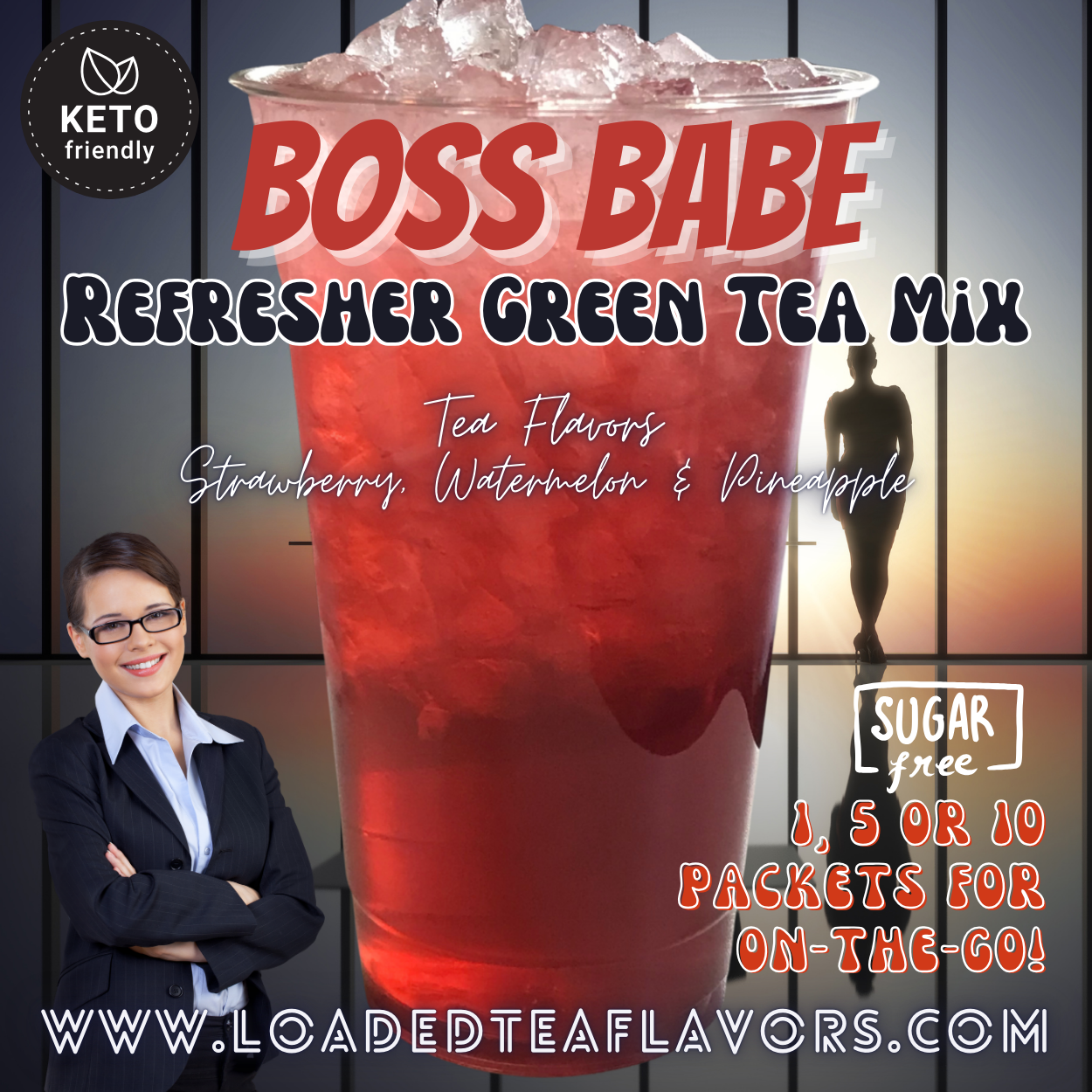 Boss Babe: Refresher Green Tea Keto Beverage Powder 2GO Packets