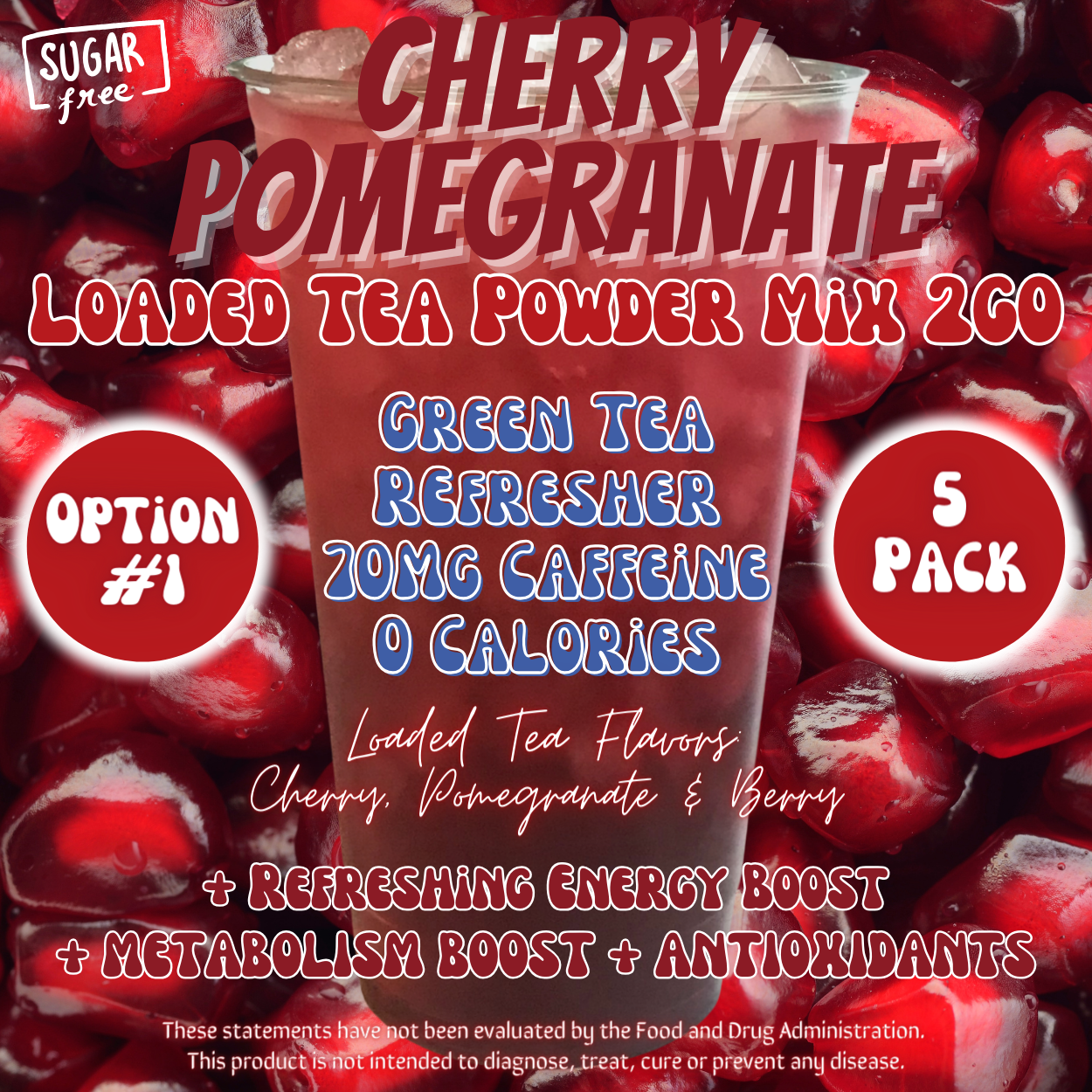 Cherry Pomegranate: Loaded Tea Powder Mix 2GO Packets