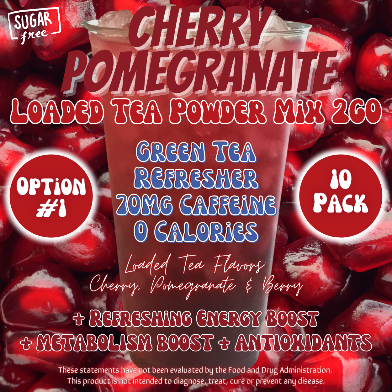 Cherry Pomegranate: Loaded Tea Powder Mix 2GO Packets