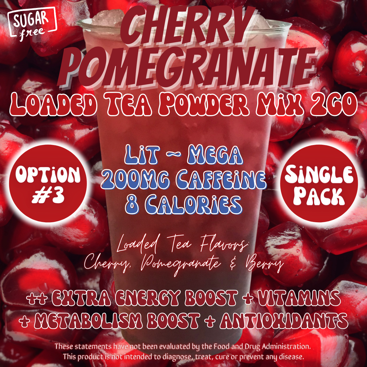 Cherry Pomegranate: Loaded Tea Powder Mix 2GO Packets