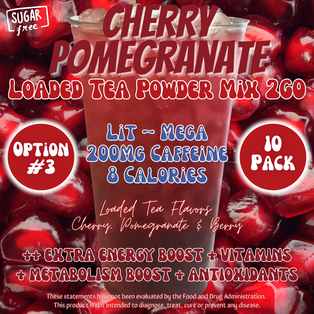 Cherry Pomegranate: Loaded Tea Powder Mix 2GO Packets