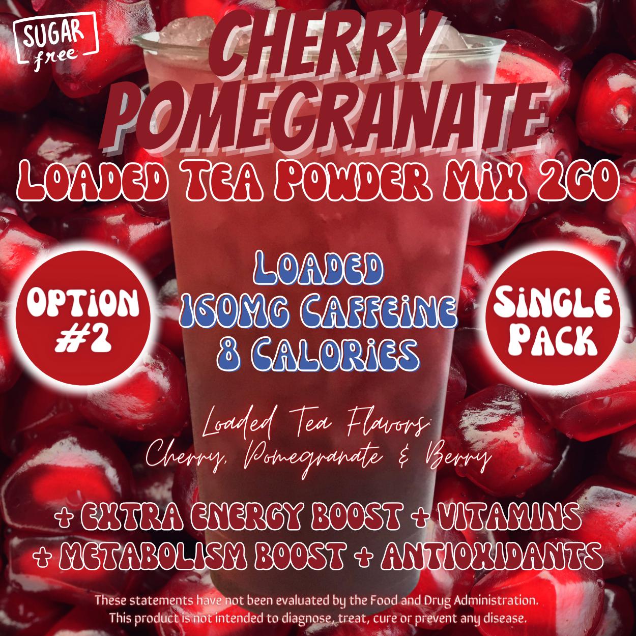 Cherry Pomegranate: Loaded Tea Powder Mix 2GO Packets