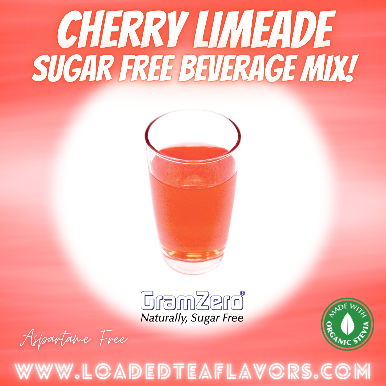 Cherry Limeade Sugar Free Beverage Mix Loaded Tea Flavoring Aspartame Free Drink GramZero