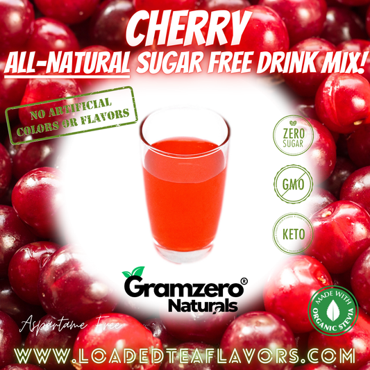 Cherry All-Natural Sugar Free Drink Mix Non-GMO Beverage Mix Loaded Tea Flavoring Aspartame Free Keto Friendly GramZero