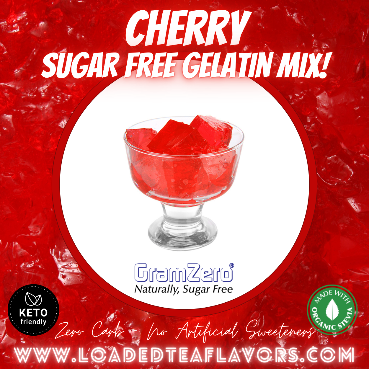 Cherry Sugar free gelatin powder without aspartame No carb diabetic keto friendly desserts jello shots