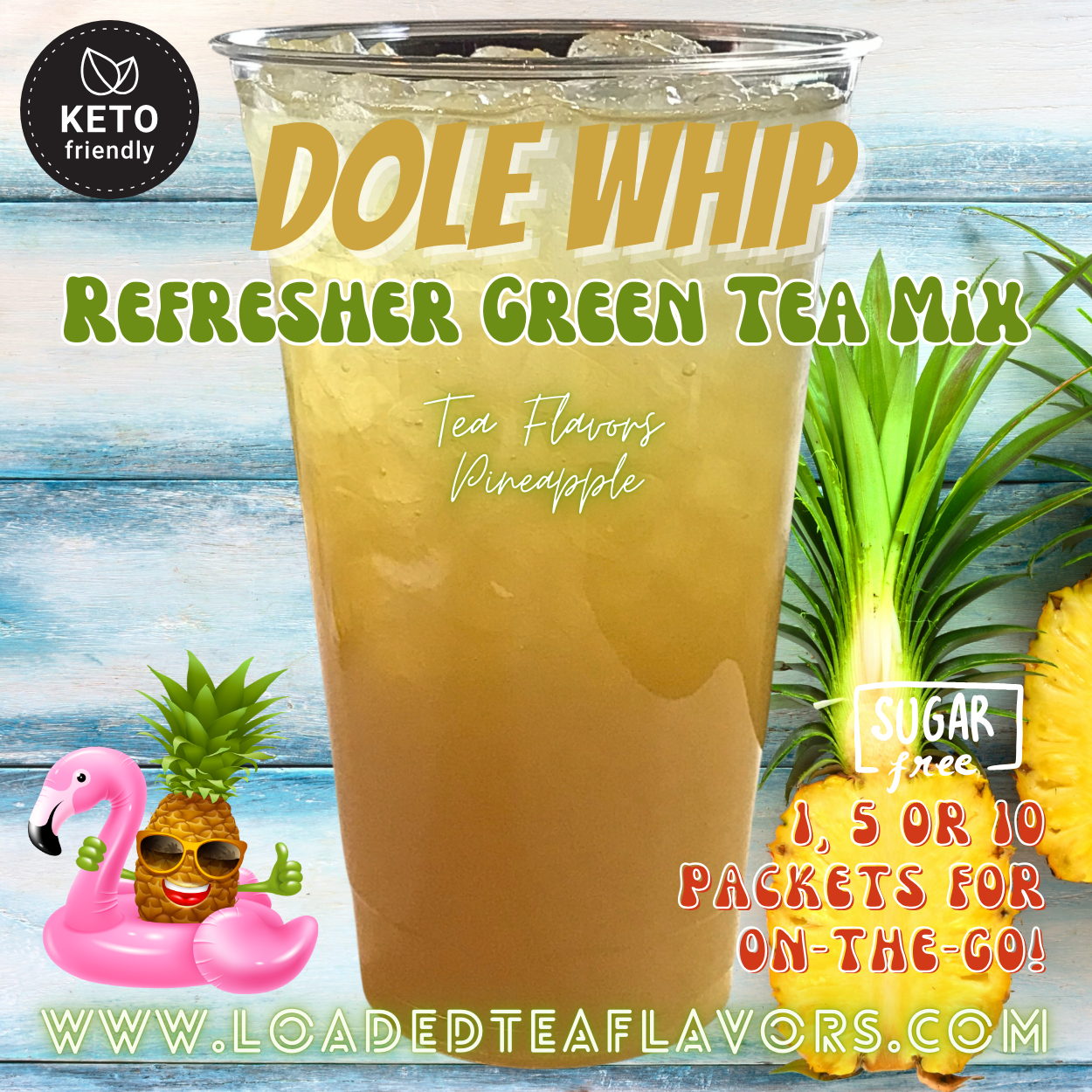 Dole Whip: Refresher Green Tea Keto Beverage Powder 2GO Packets