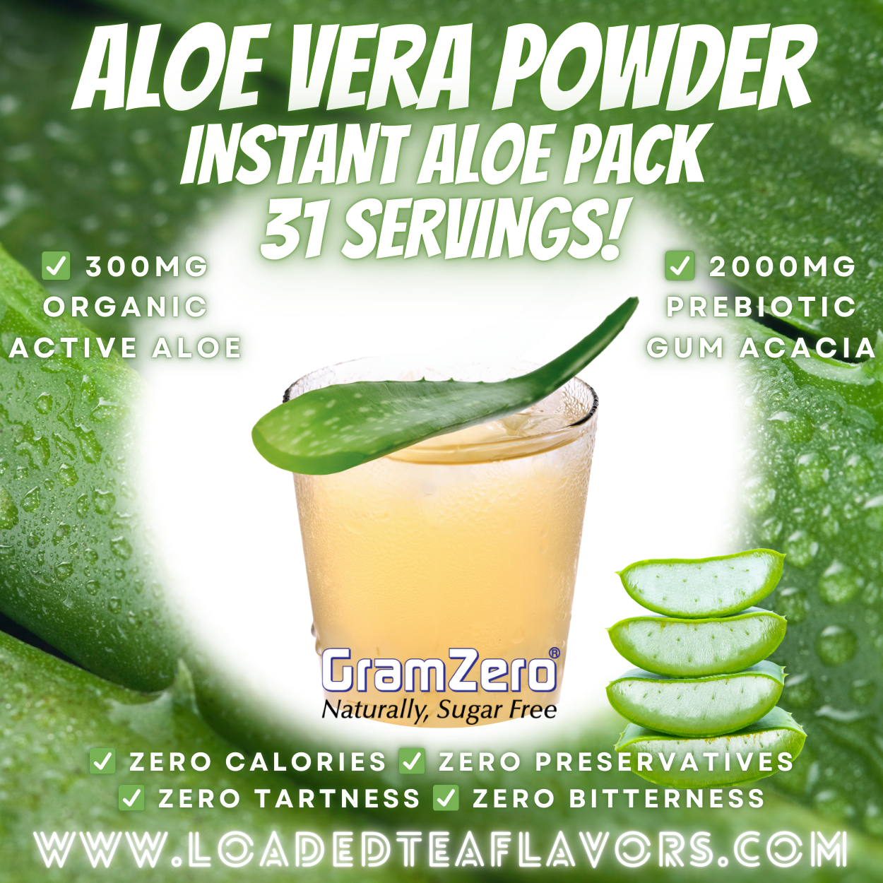 Instant Organic ALOE Drink Mix Pack 🌱 Herbal Aloe Vera Powder