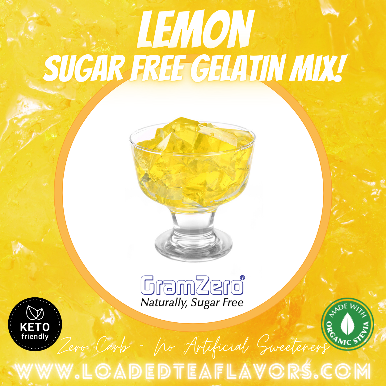 Lemon Sugar free gelatin powder without aspartame No carb diabetic keto friendly desserts jello shots