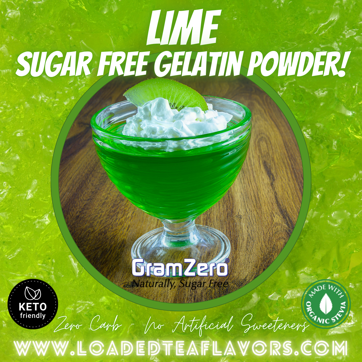 Lime Sugar free gelatin mix without aspartame No carb diabetic keto friendly desserts jello shots