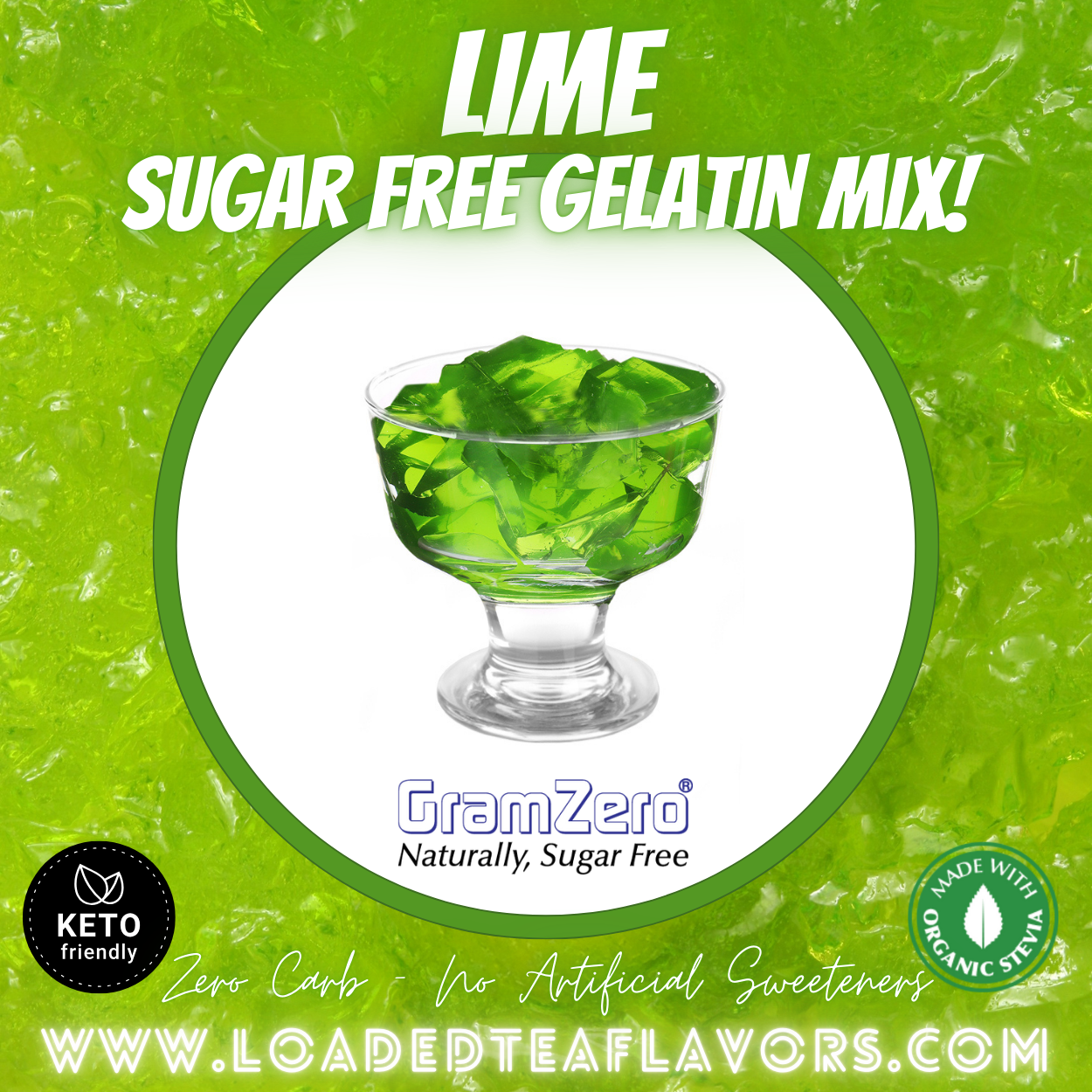 Lime Sugar free gelatin powder without aspartame No carb diabetic keto friendly desserts jello shots