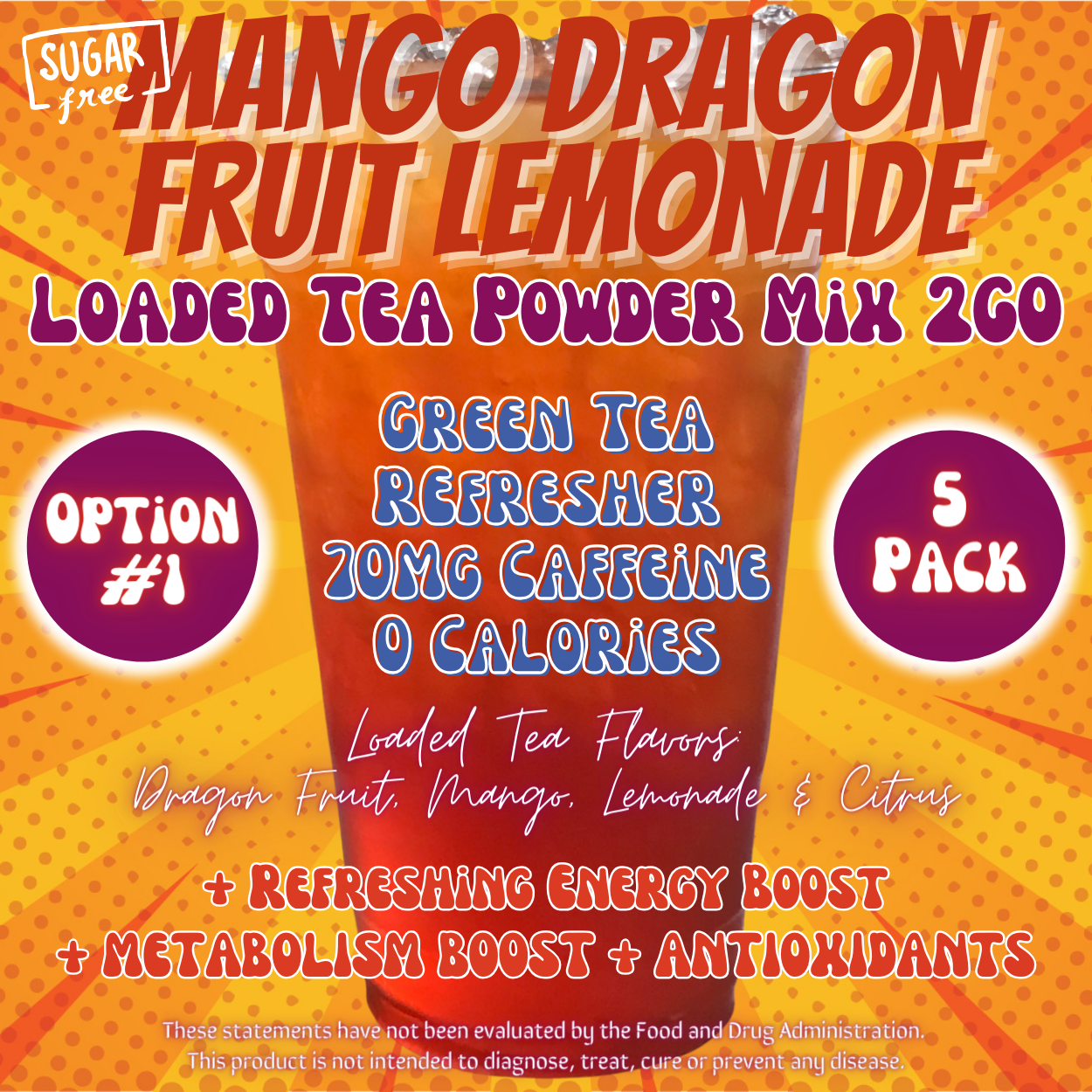 Mango Dragon Fruit Lemonade: Loaded Tea Powder Mix 2GO Packets