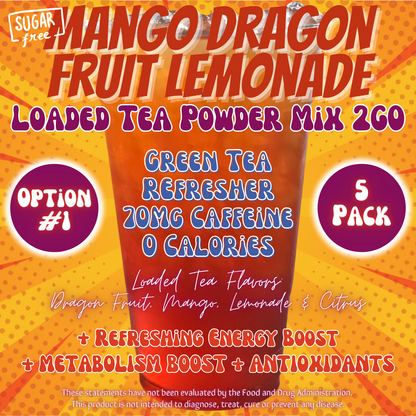 Mango Dragon Fruit Lemonade: Loaded Tea Powder Mix 2GO Packets