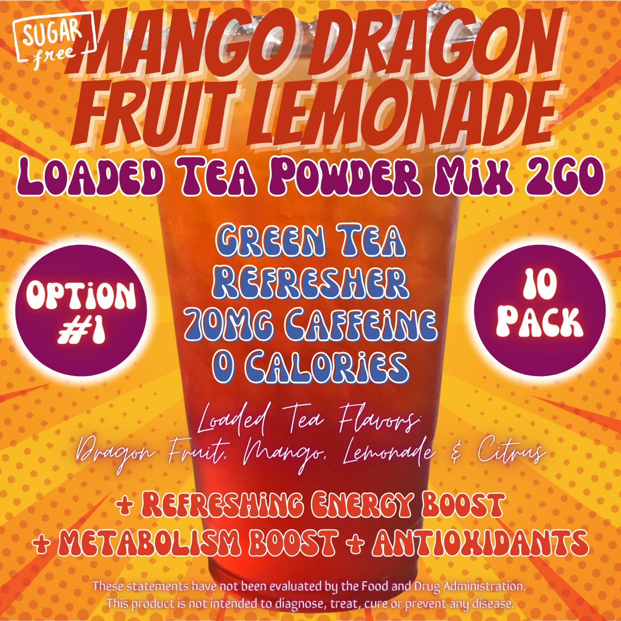 Mango Dragon Fruit Lemonade: Loaded Tea Powder Mix 2GO Packets