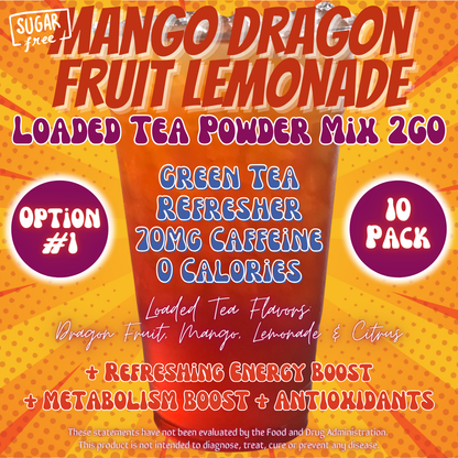 Mango Dragon Fruit Lemonade: Loaded Tea Powder Mix 2GO Packets