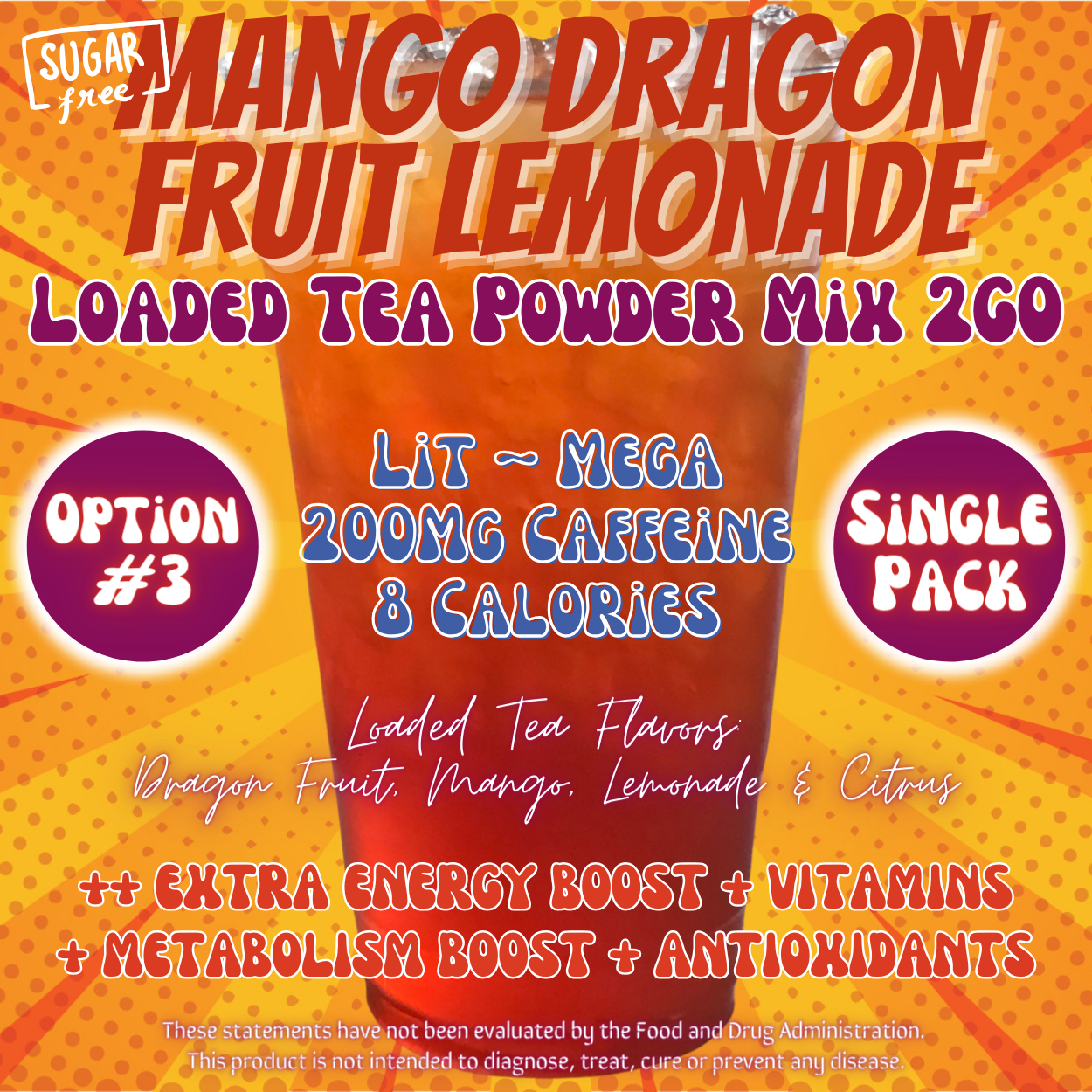 Mango Dragon Fruit Lemonade: Loaded Tea Powder Mix 2GO Packets