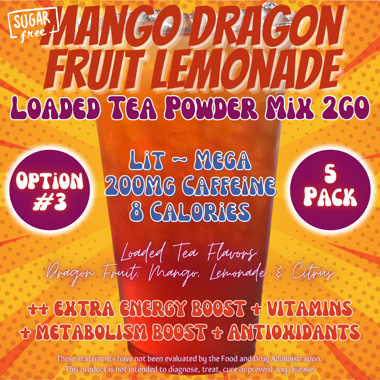 Mango Dragon Fruit Lemonade: Loaded Tea Powder Mix 2GO Packets