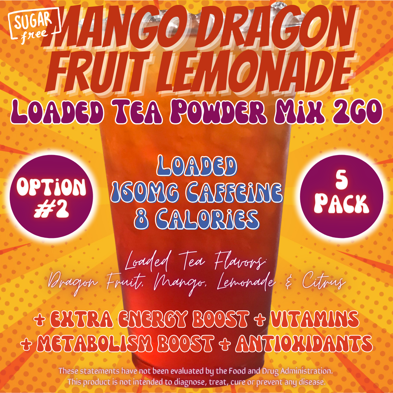 Mango Dragon Fruit Lemonade: Loaded Tea Powder Mix 2GO Packets