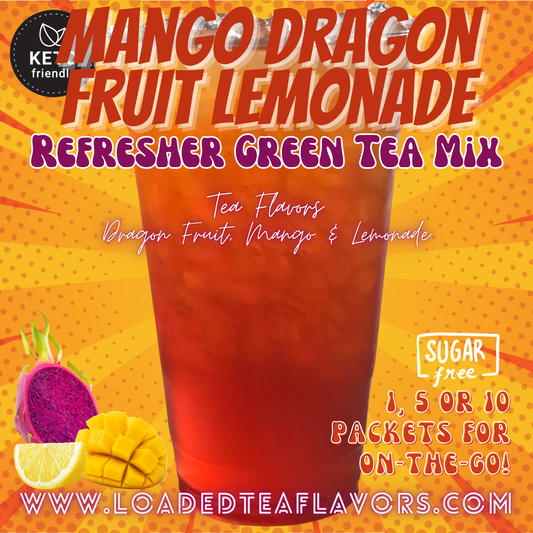 Mango Dragon Fruit Lemonade: Refresher Green Tea Keto Beverage Powder 2GO Packets