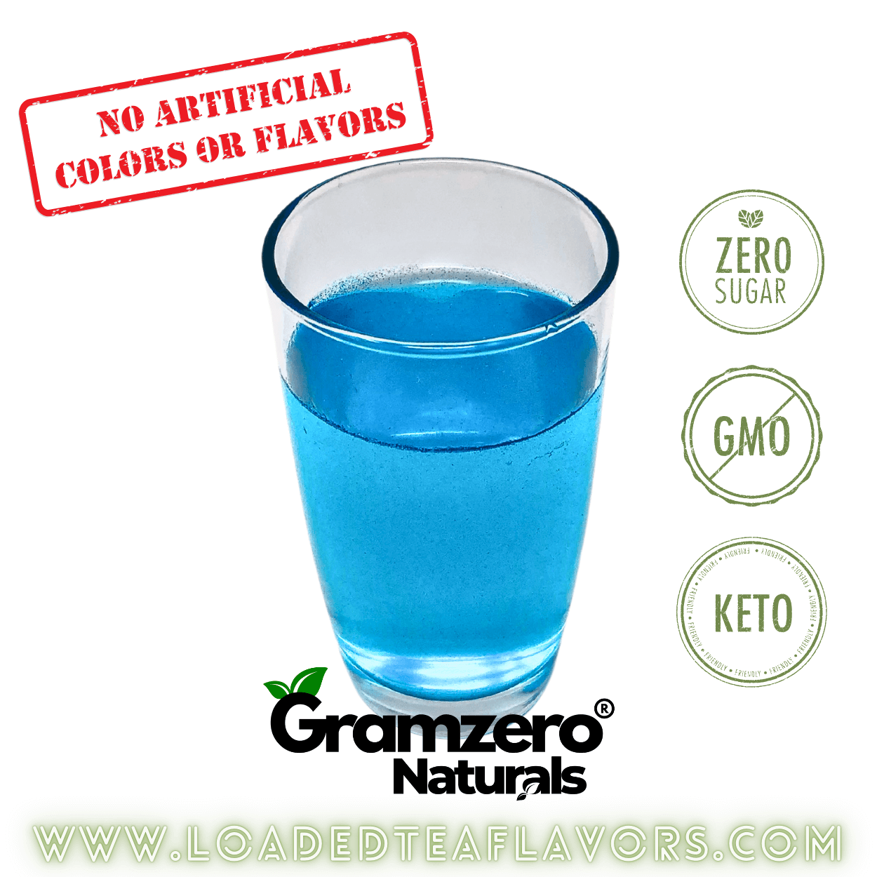 Blue Raspberry GramZero All Natural Sugar Free Drink Mix Keto Friendly Non-GMO No Artificial Colors or Flavors