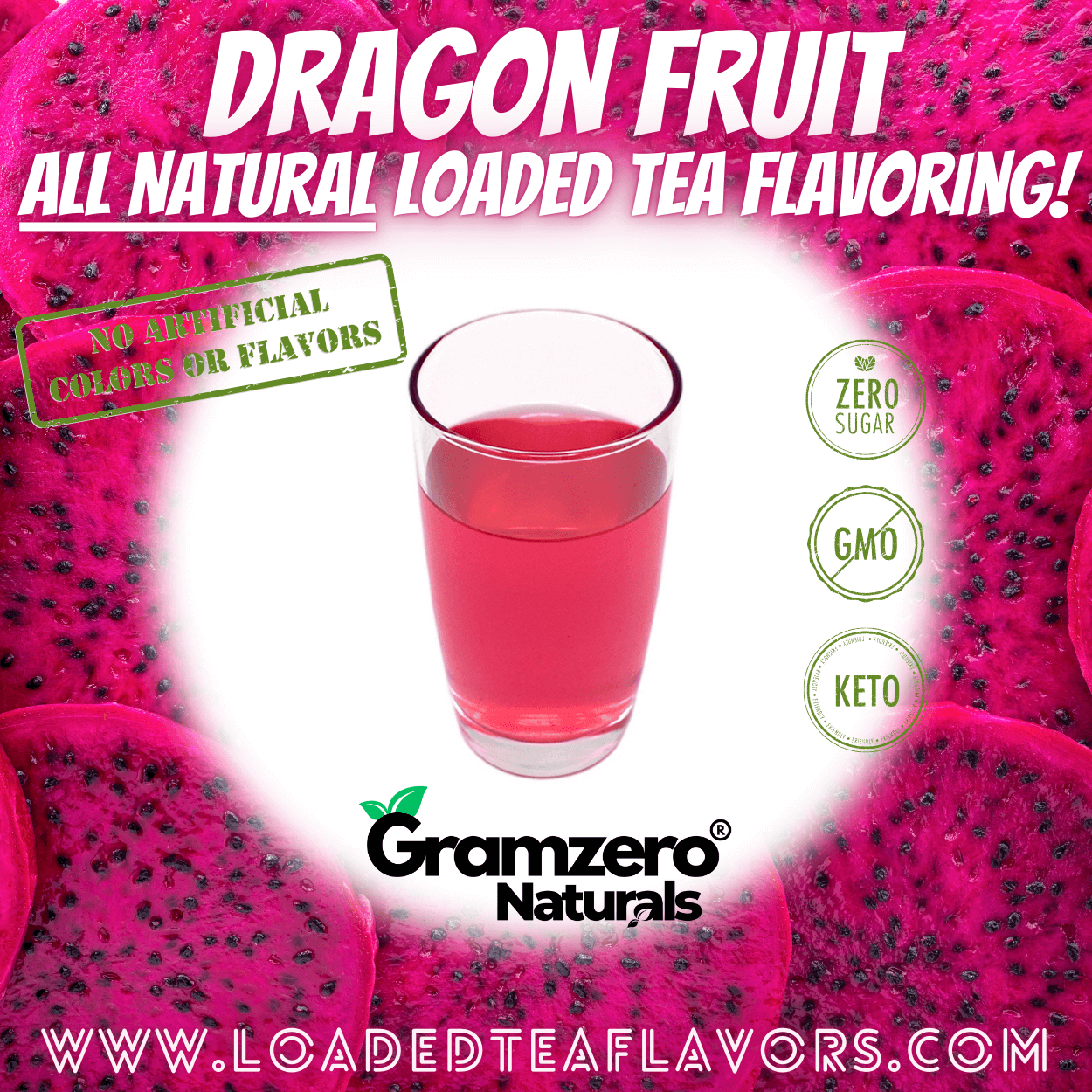 DRAGON FRUIT All Natural Sugar Free Beverage Mix 🐉 Aspartame Free Drink Mixes With Natural Flavors and Colors to Flavor Loaded Teas 🥤