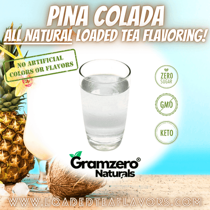 PINA COLADA All Natural Sugar Free Beverage Mix 🧉 Aspartame Free Drink Mixes With Natural Flavors and Colors to Flavor Loaded Teas 🥤