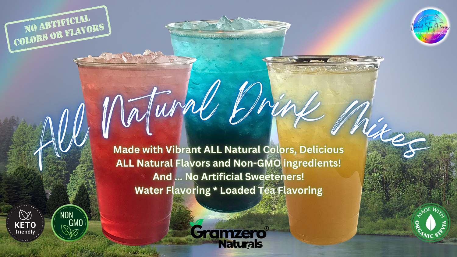 All Natural Drink Mixes Aspartame-Free Sugar Free Powder Beverage Keto Friendly Non GMO Product Artificial Dye Free