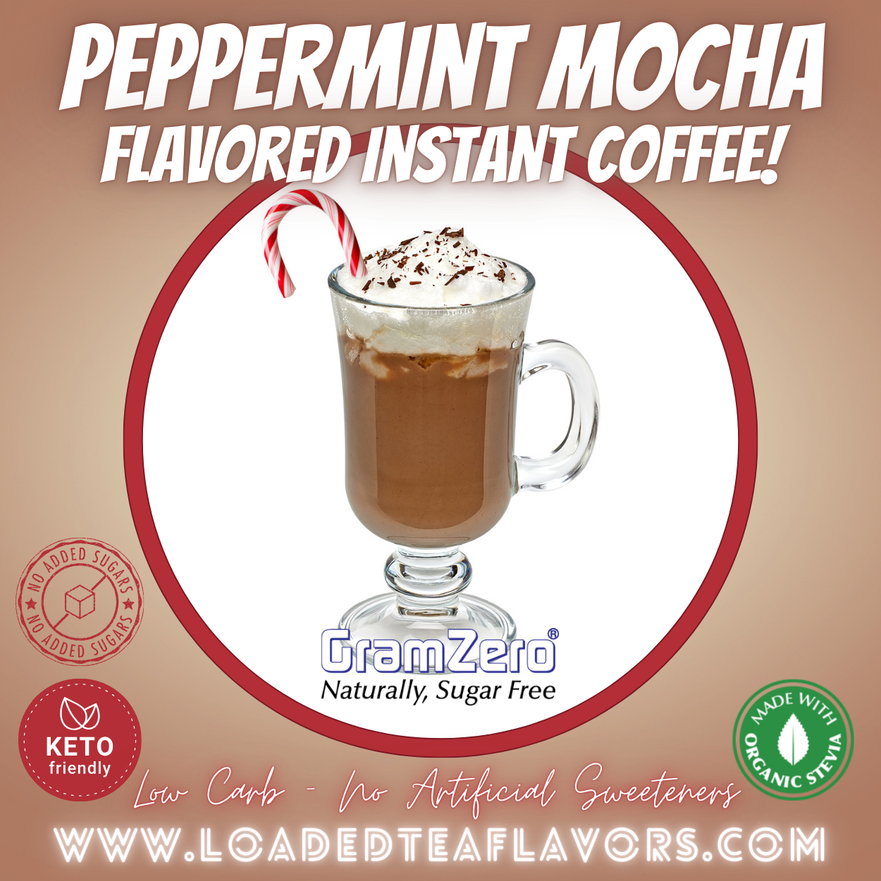 Peppermint Mocha Best instant cappuccino mix powder no artificial sweeteners keto friendly quality powdered specialty coffee drink