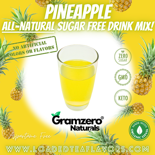 Pineapple All-Natural Sugar Free Drink Mix Non-GMO Beverage Mix Loaded Tea Flavoring Aspartame Free Keto Friendly GramZero