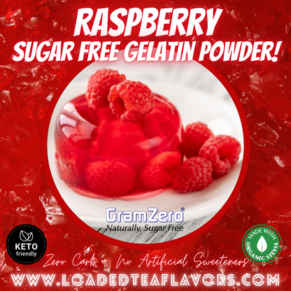 Raspberry Sugar free gelatin mix without aspartame No carb diabetic keto friendly desserts jello shots