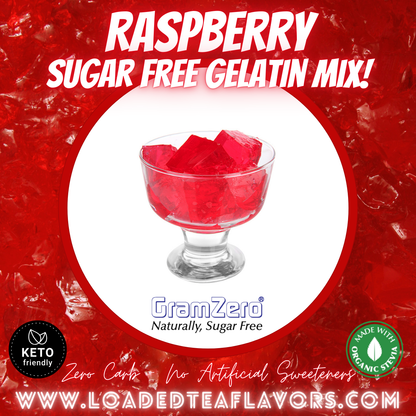 Raspberry Sugar free gelatin powder without aspartame No carb diabetic keto friendly desserts jello shots