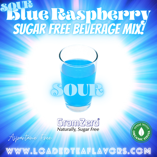 Sour Blue Raspberry Sugar Free Beverage Mix Loaded Tea Flavoring Aspartame Free Drink GramZero