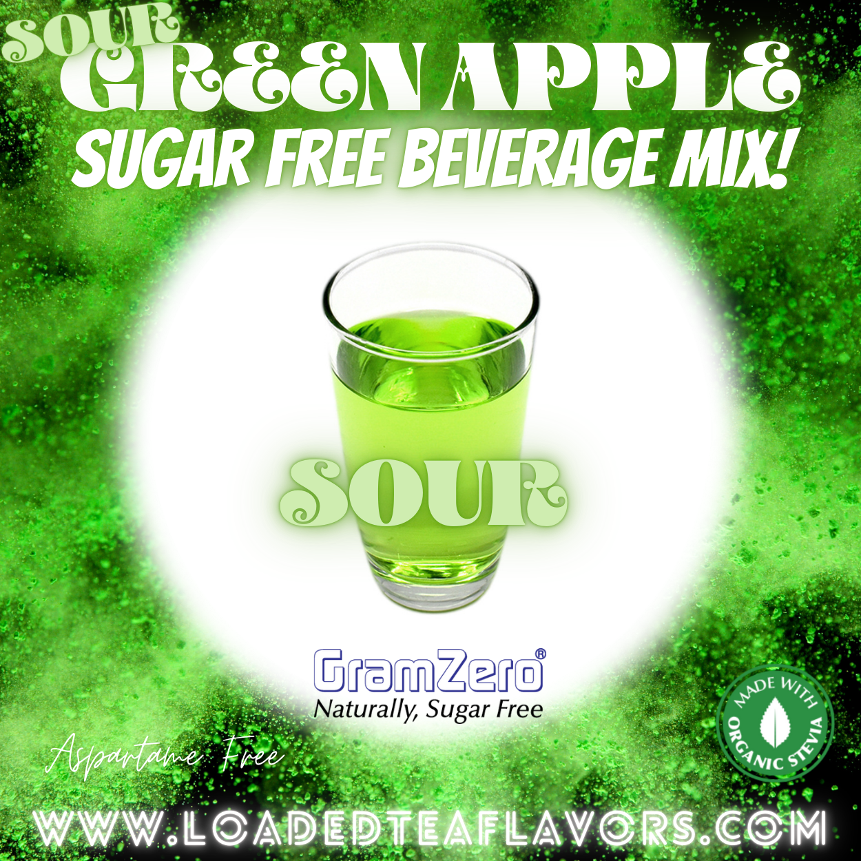 Sour Green Apple Sugar Free Beverage Mix Loaded Tea Flavoring Aspartame Free Drink GramZero