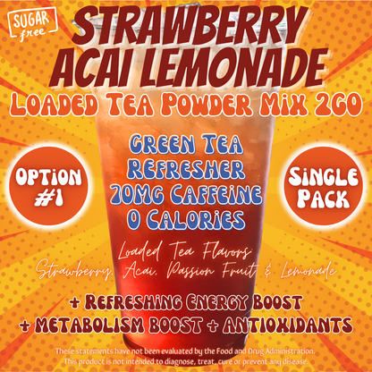 Strawberry Acai Lemonade: Loaded Tea Powder Mix 2GO Packets