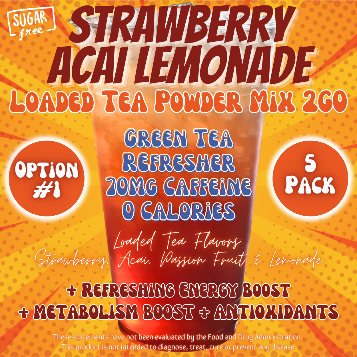 Strawberry Acai Lemonade: Loaded Tea Powder Mix 2GO Packets