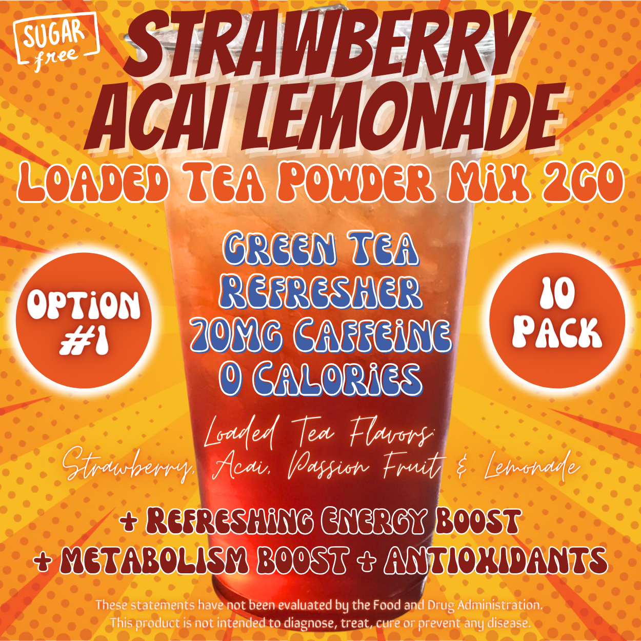 Strawberry Acai Lemonade: Loaded Tea Powder Mix 2GO Packets