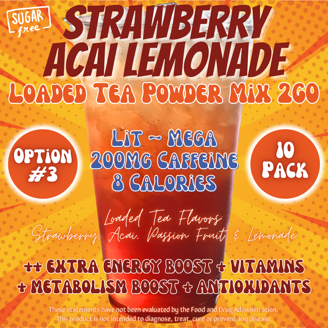 Strawberry Acai Lemonade: Loaded Tea Powder Mix 2GO Packets