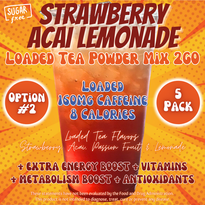 Strawberry Acai Lemonade: Loaded Tea Powder Mix 2GO Packets