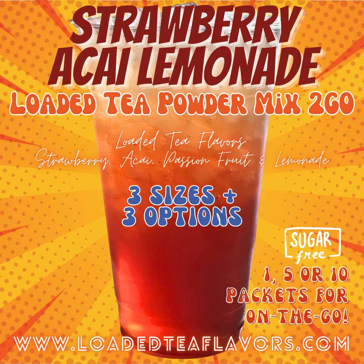 Strawberry Acai Lemonade: Loaded Tea Powder Mix 2GO Packets