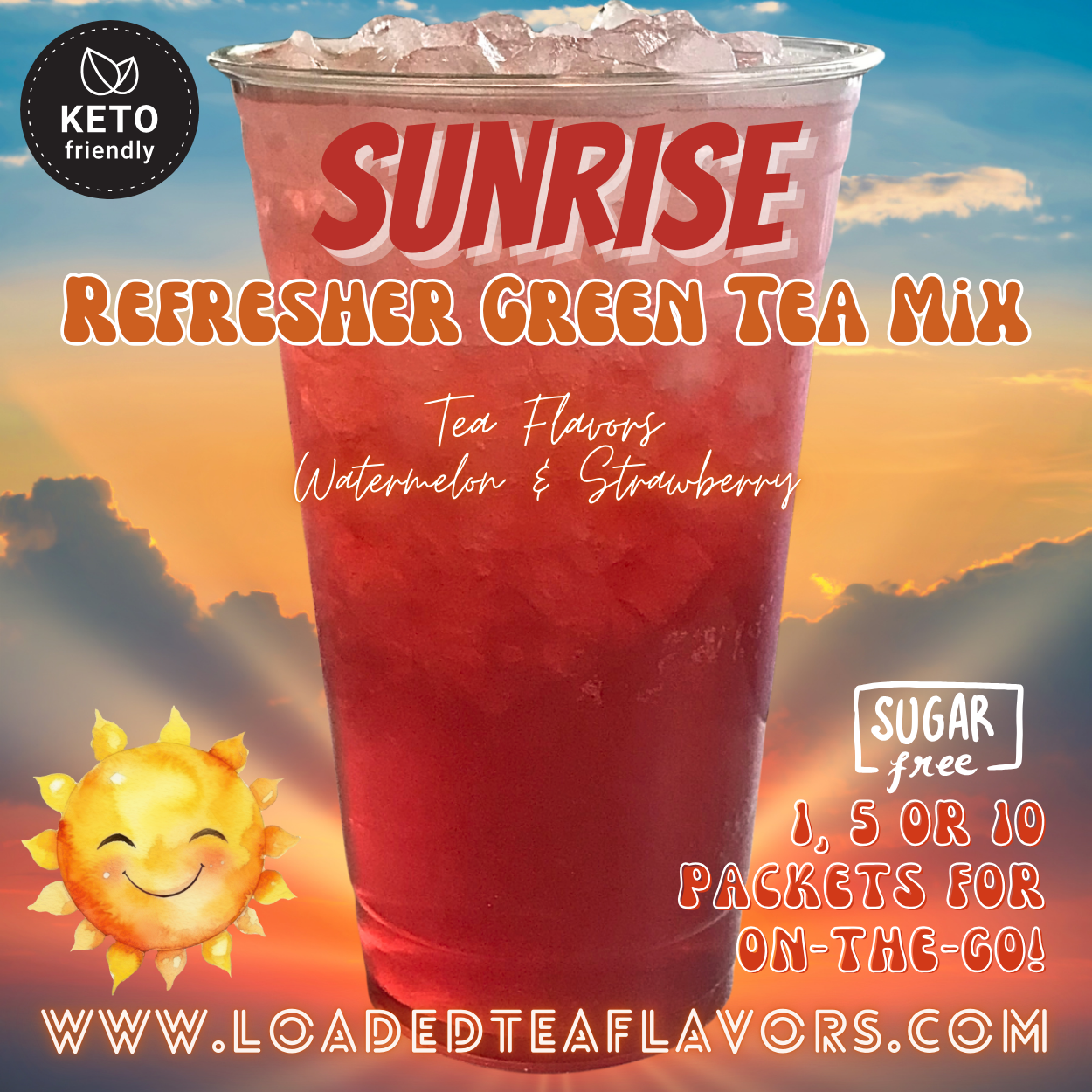 Sunrise: Refresher Green Tea Keto Beverage Powder 2GO Packets