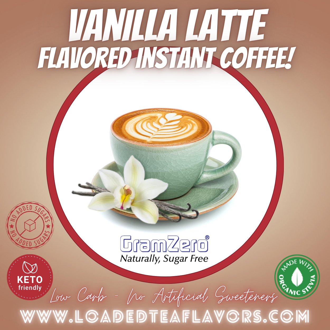 Vanilla Latte Best instant cappuccino mix powder no artificial sweeteners keto friendly quality powdered specialty coffee drink