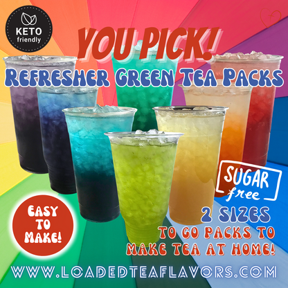 Variety Pack YOU PICK: Refresher Green Tea Keto Beverage Powder 2GO Packets