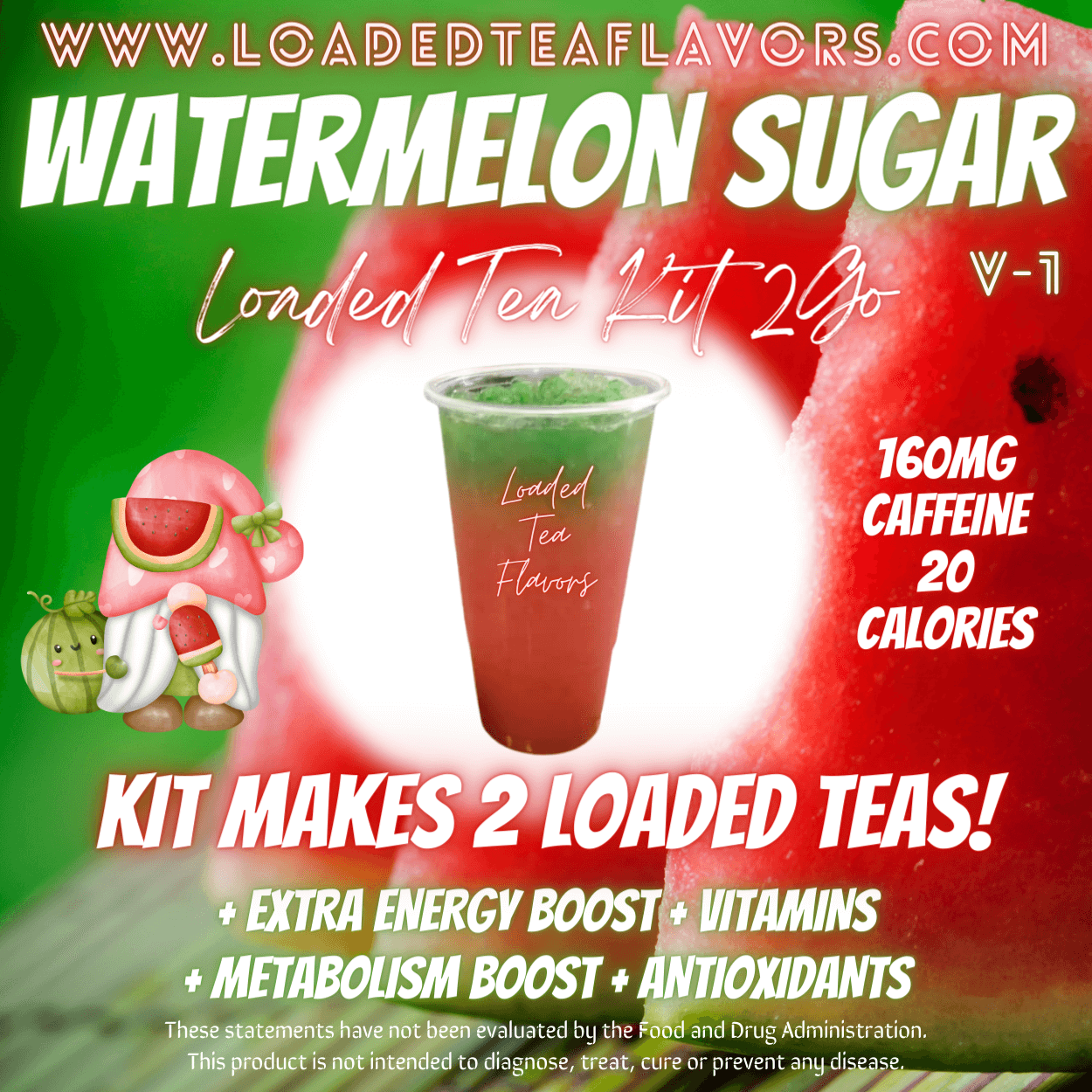 Watermelon Sugar Flavored 🍉 Loaded Tea Kit 2GO ~ Makes 2-32oz Teas